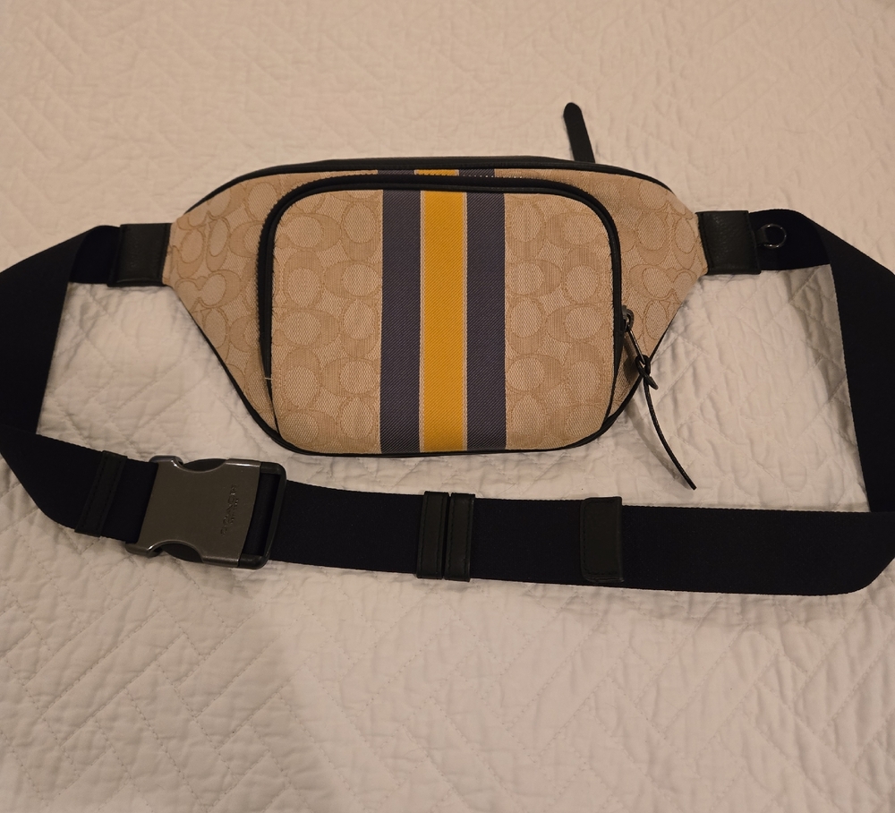 Men's Tan and Black Belt Bag
